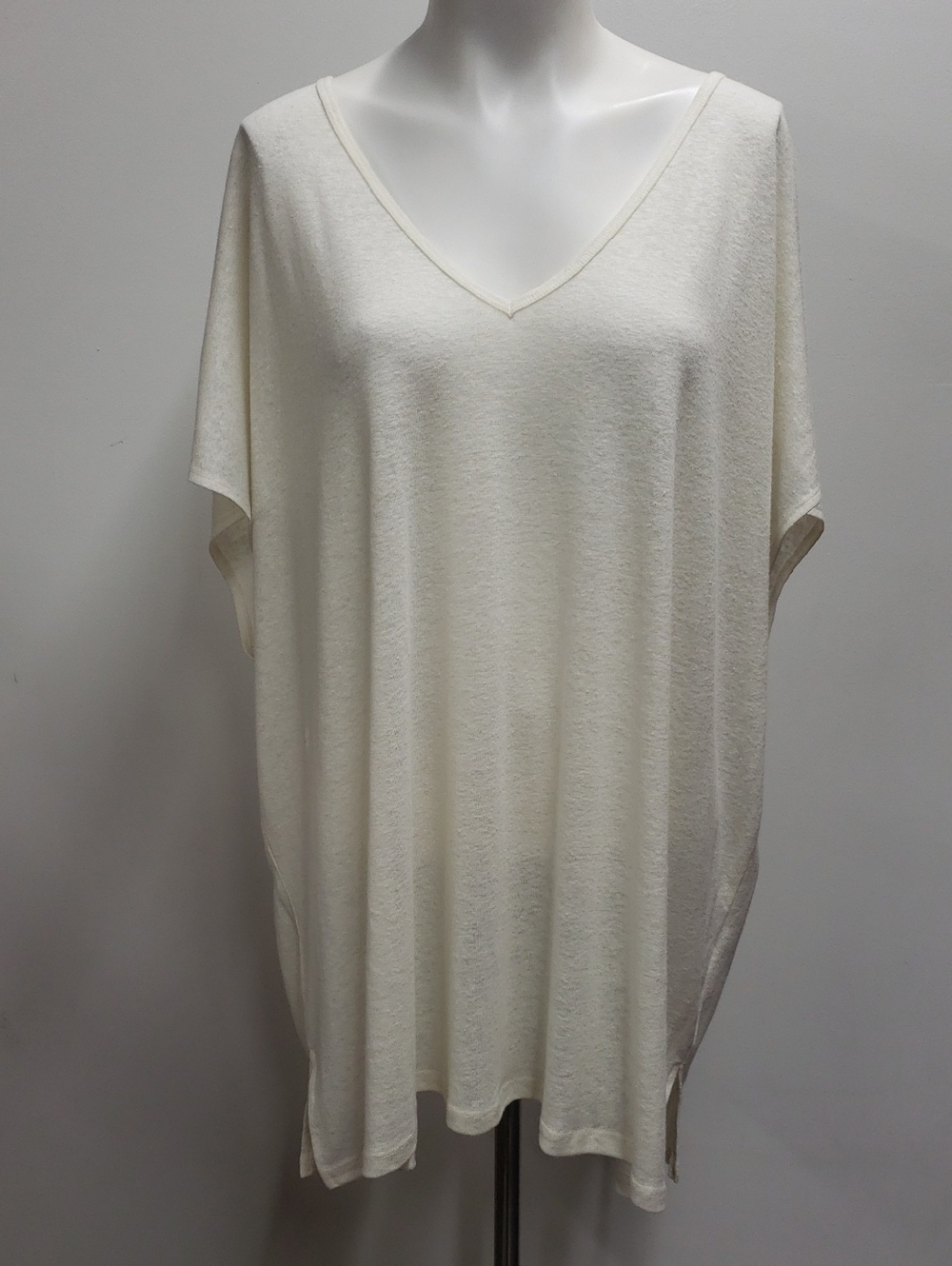 Torrid Linen Blend Semi-sheer V Neck Tunic Top Women's 4X Beachy Effortless